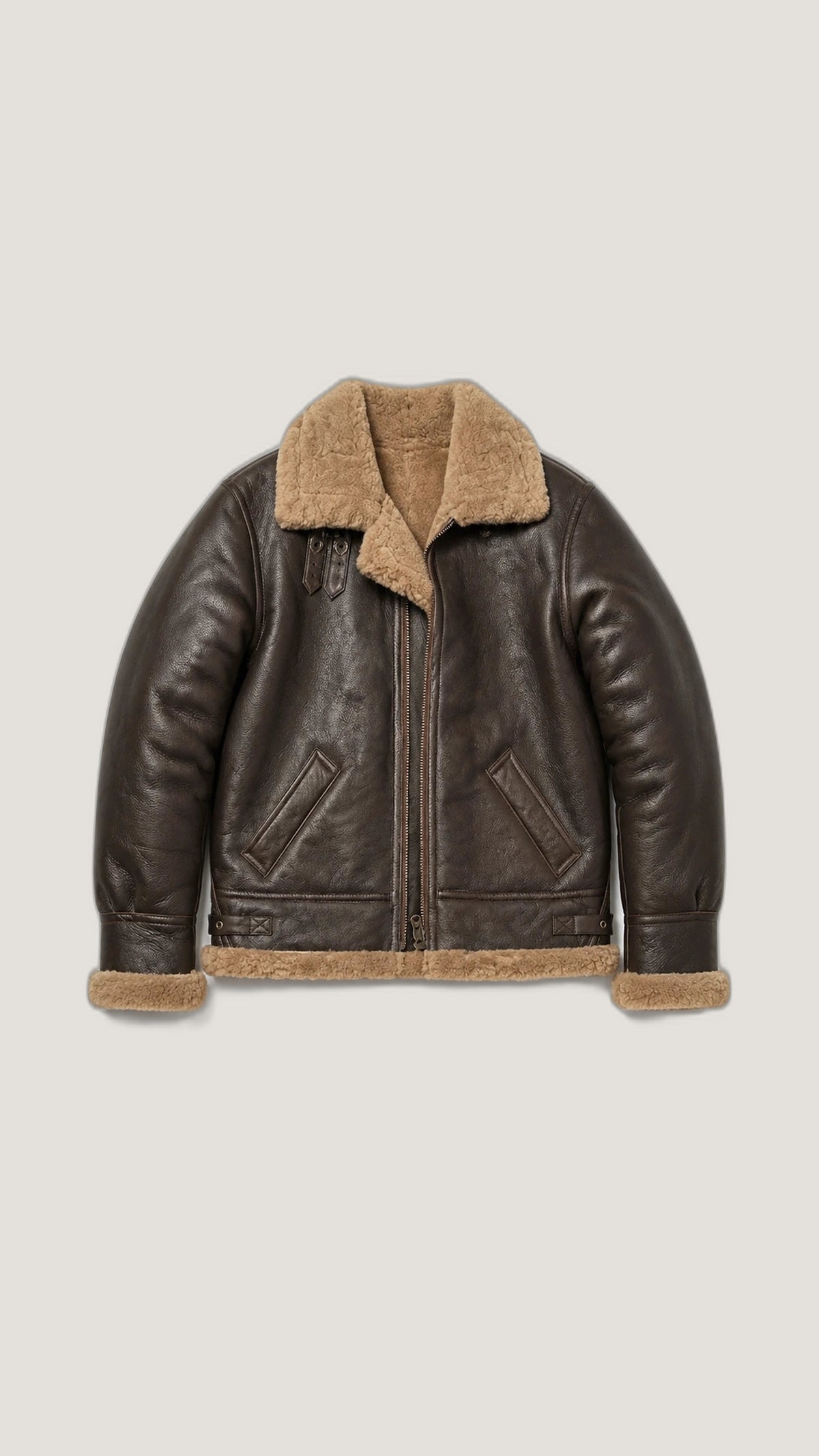 B-3 Shearling Flight Jacket — Brown — 100% Genuine Leather